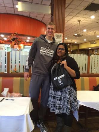 Mason Plumlee With Fans In Junior's Downtown BK