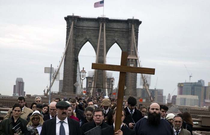 Christians Honor Good Friday With Brooklyn Bridge Cross Walk