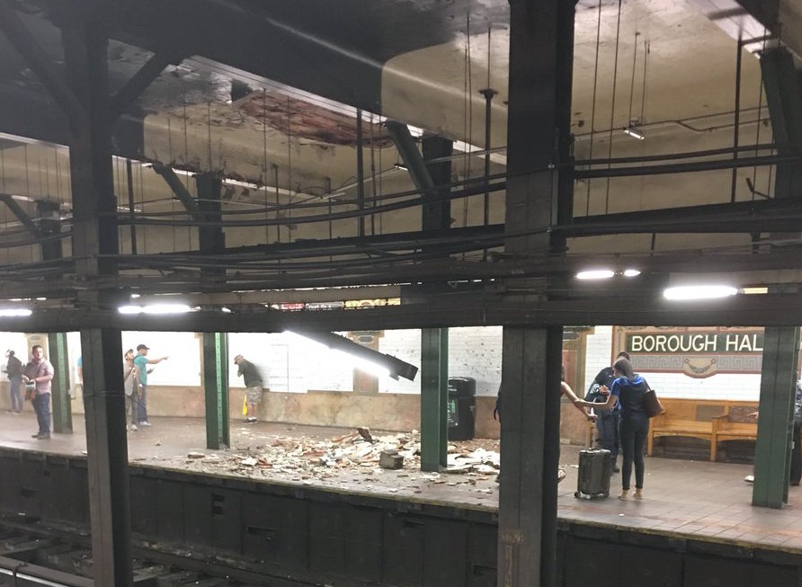 Borough Hall Subway Station Ceiling Collapses Leaving One Injured